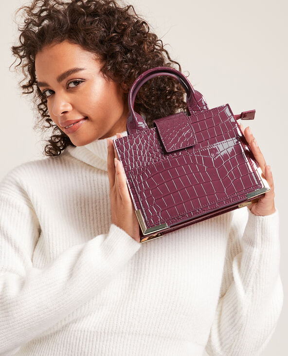 Sac boxy effet croco verni violet - Pimkie