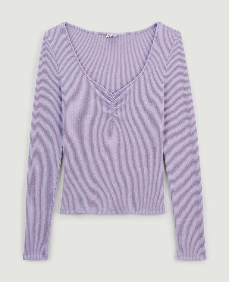Top manches longues maille côtelée violet - Pimkie