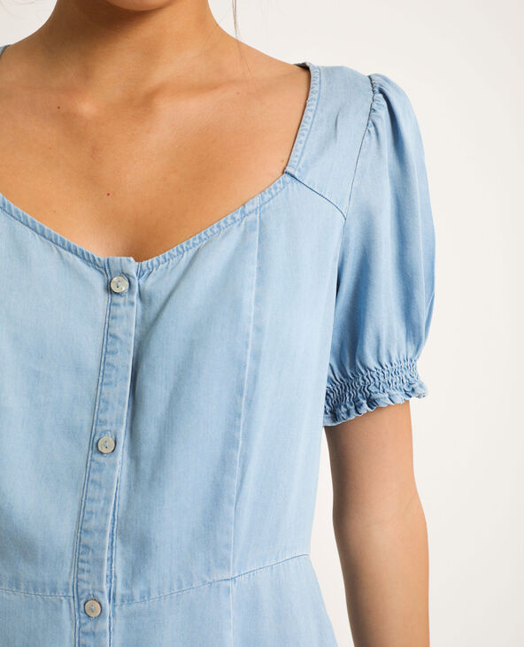 Robe fluide boutonnée bleu clair - Pimkie