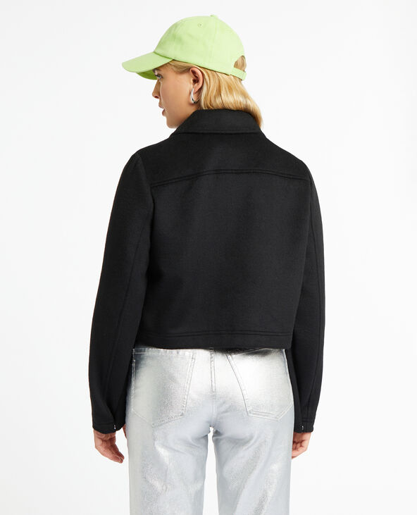Blouson court en drap de laine noir - Pimkie