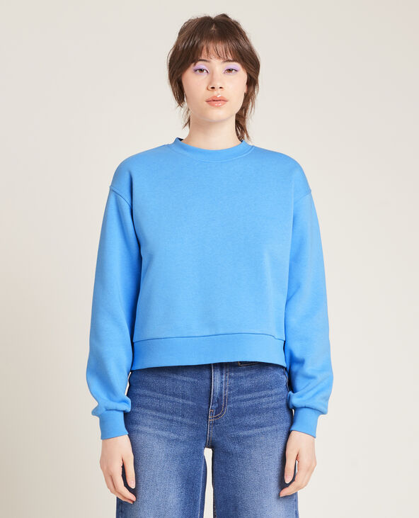 Sweat court en molleton bleu clair - Pimkie