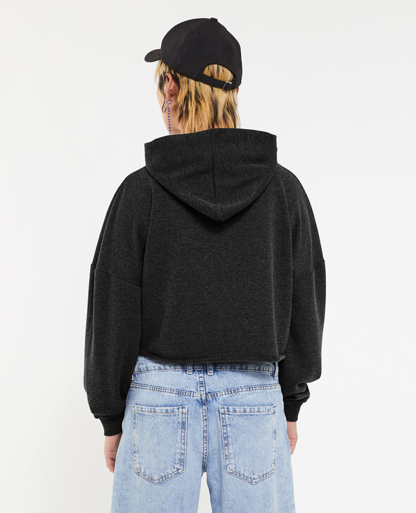 Sweat cropped avec capuche gris foncé - Pimkie