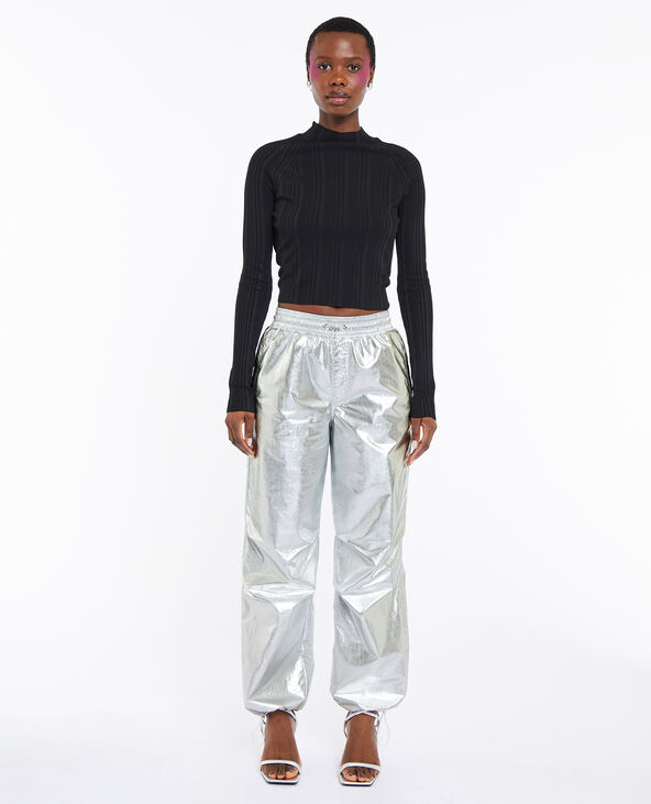Pantalon parachute avec liens élastiqués argenté - Pimkie