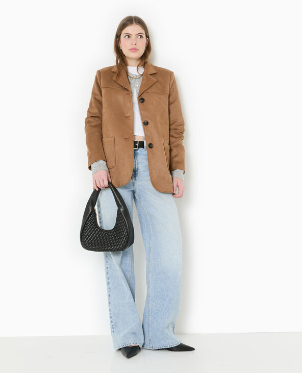 Veste blazer en suédine beige - Pimkie