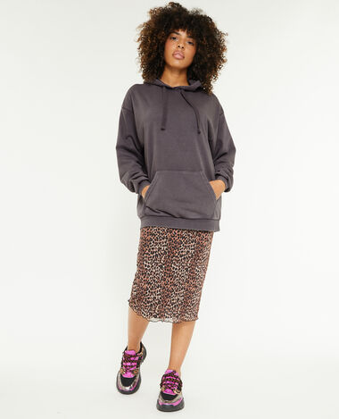 Sweat capuche oversize effet lavé gris foncé - Pimkie