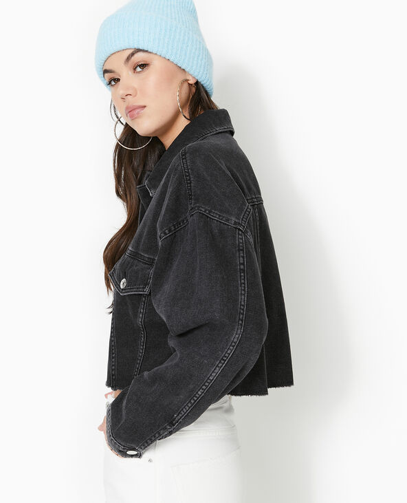 Veste en jean cropped noir - Pimkie