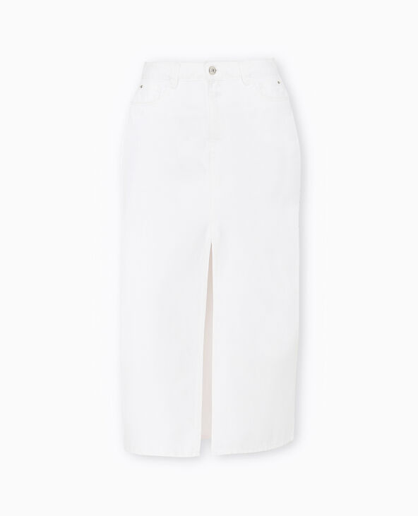 Jupe longue en jean avec fentes blanc - Pimkie