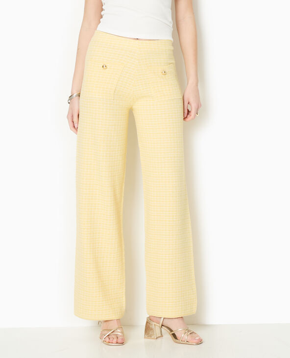Pantalon en maille à carreaux jaune - Pimkie