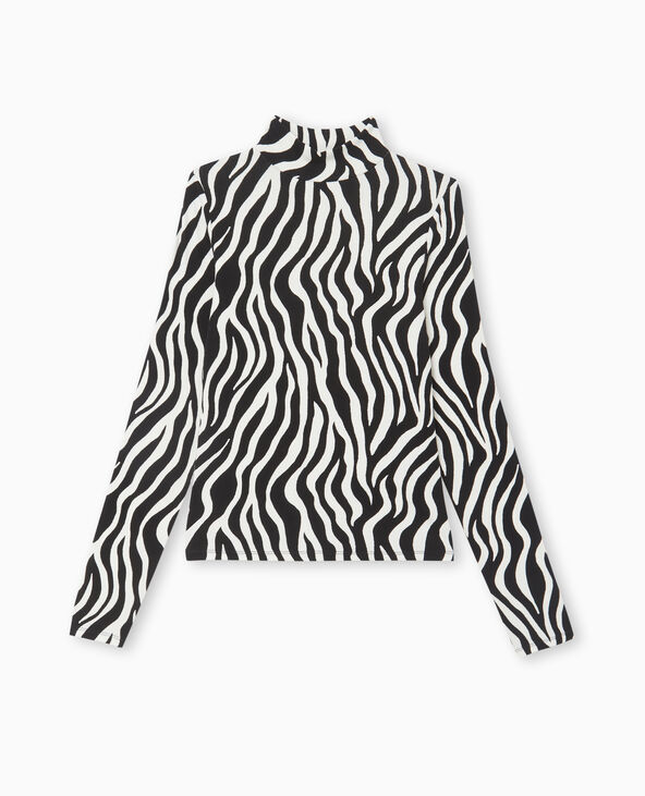 Top manches longues col montant motif léopard blanc - Pimkie