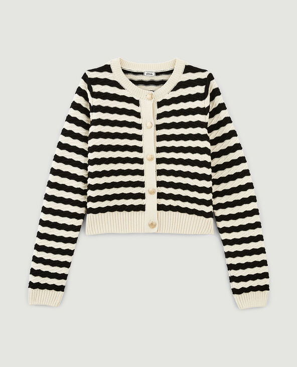 Gilet en maille reliéfée boutons marins beige - Pimkie