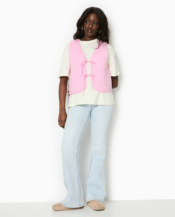 Veste sans manches en gaze de coton matelassée rose - Pimkie