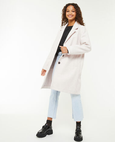 Manteau droit col tailleur beige - Pimkie