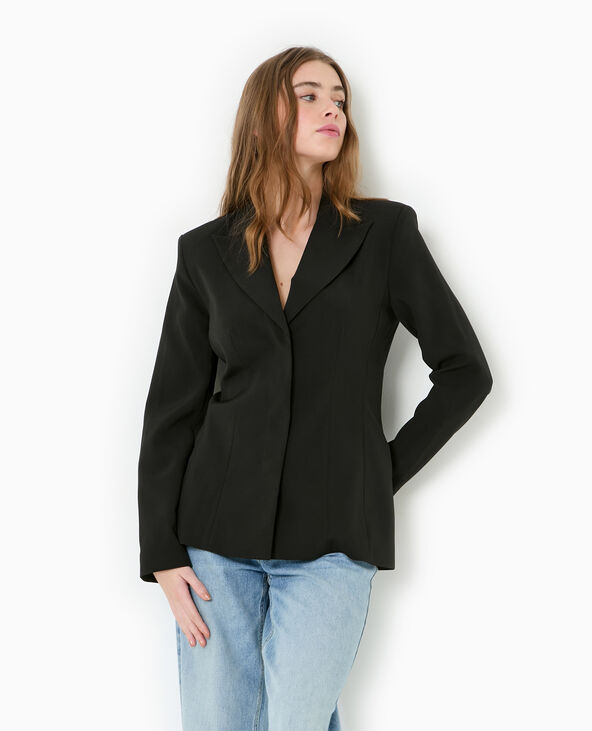 Veste blazer cintrée avec boutons pressions noir - Pimkie