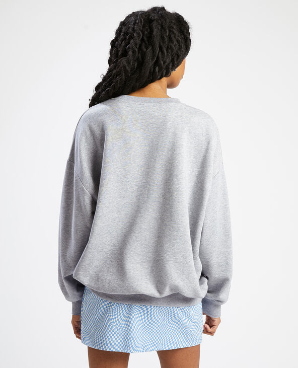 Sweat col rond gris chiné - Pimkie