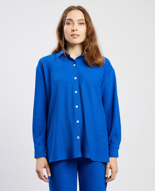 Chemise oversize maille reliefée bleu électrique - Pimkie