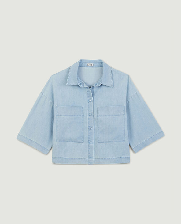 Chemisette cropped chambray bleu - Pimkie