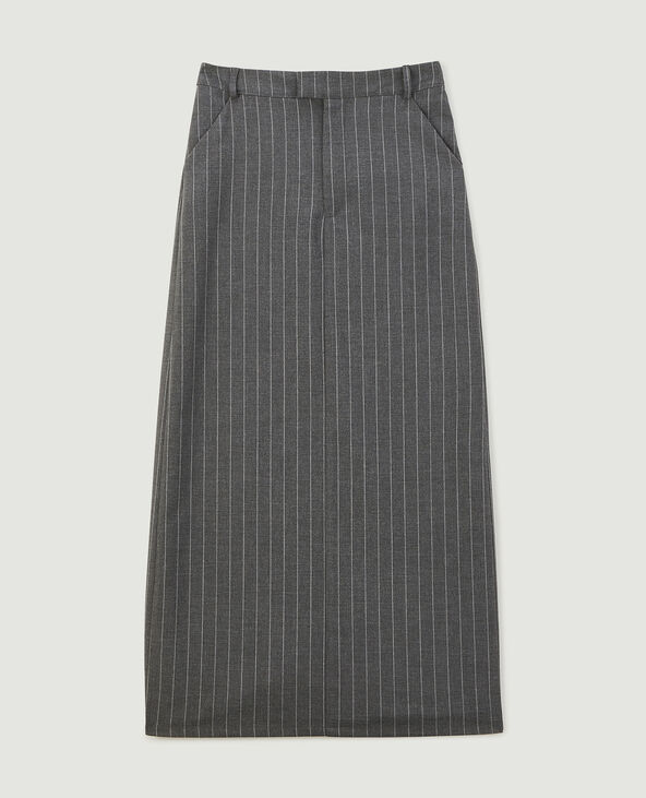 Jupe longue et droite avec poches gris - Pimkie