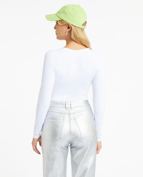 Body manches longues en matière gainante blanc - Pimkie