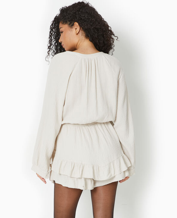 Robe combishort en gaze de coton écru - Pimkie