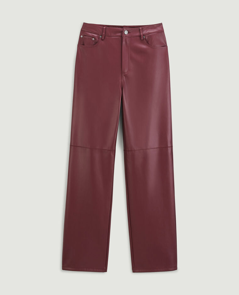 Pantalon droit en simili cuir bordeaux - Pimkie