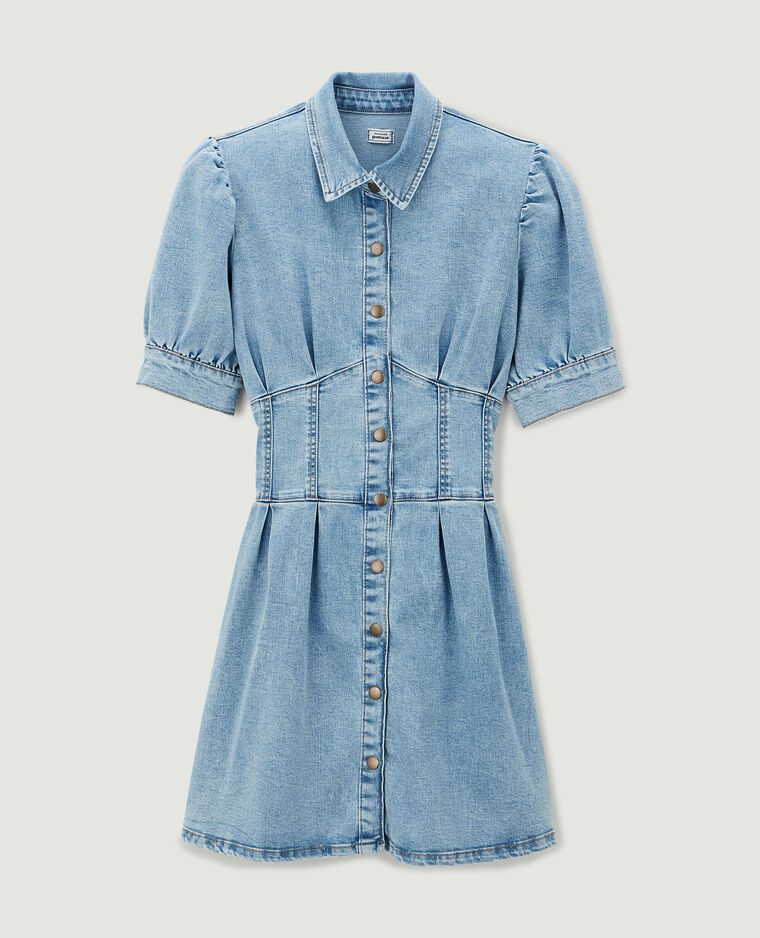 Robe boutonnée en jean bleu - Pimkie