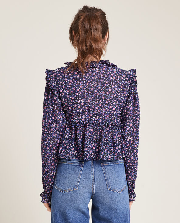 Blouse à volants bleu - Pimkie