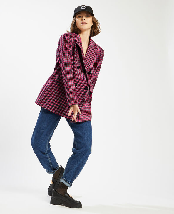 Veste blazer à carreaux rose - Pimkie