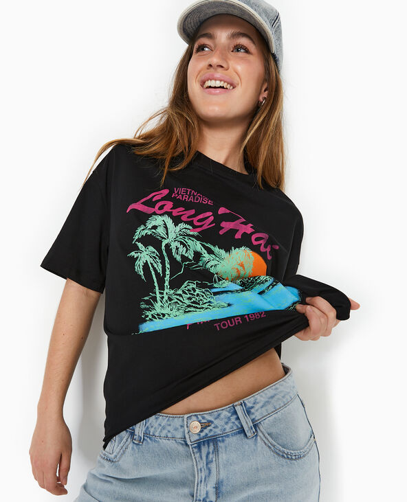 T-shirt oversize avec print devant noir - Pimkie