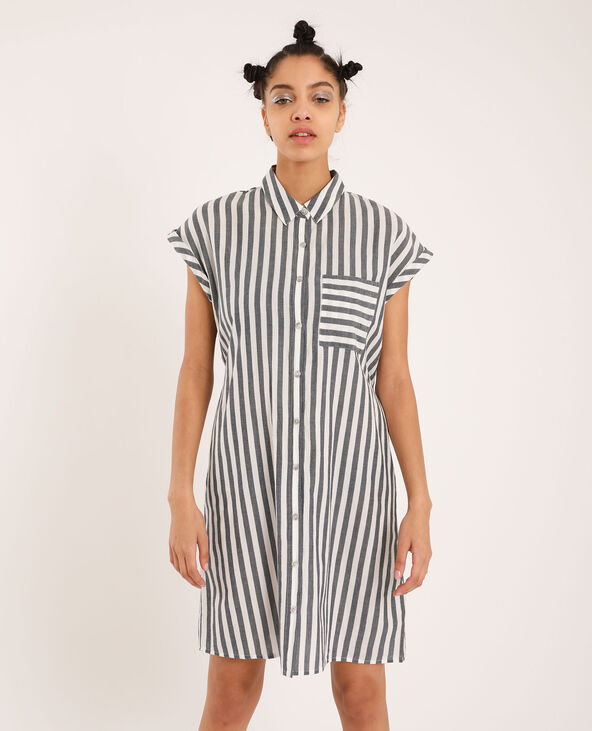 Robe chemise rayée bleu marine - Pimkie