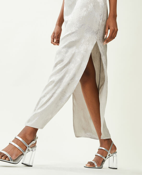 Robe longue en satin effet serpent gris - Pimkie
