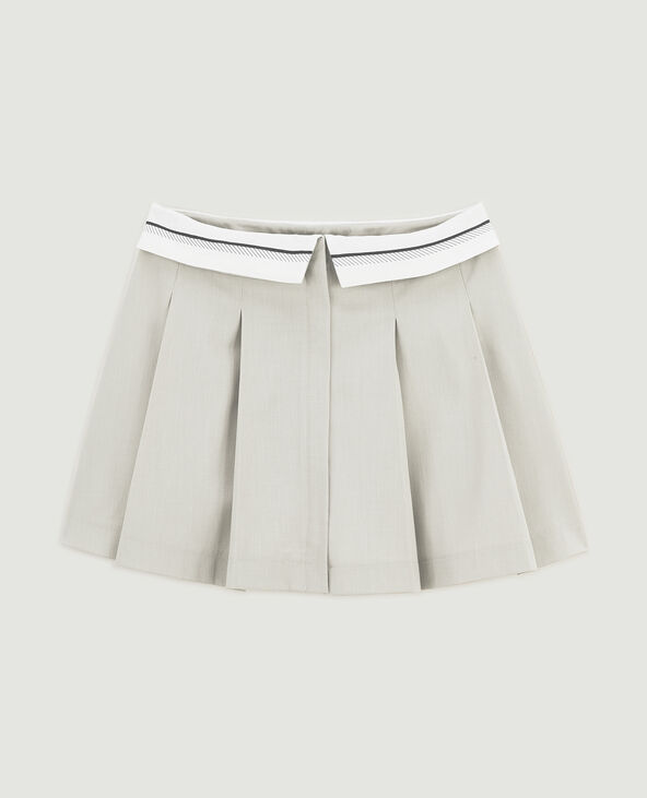Jupe courte plissée avec ceinture fantaisie gris clair - Pimkie