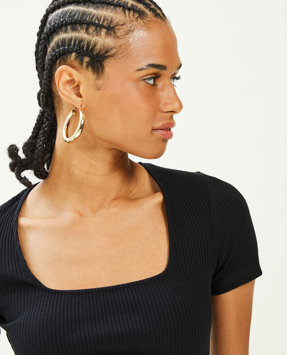 Top encolure carrée maille côtelée noir - Pimkie