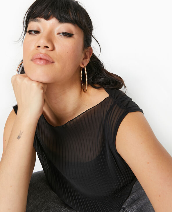 Top sans manche en tulle plissé noir - Pimkie