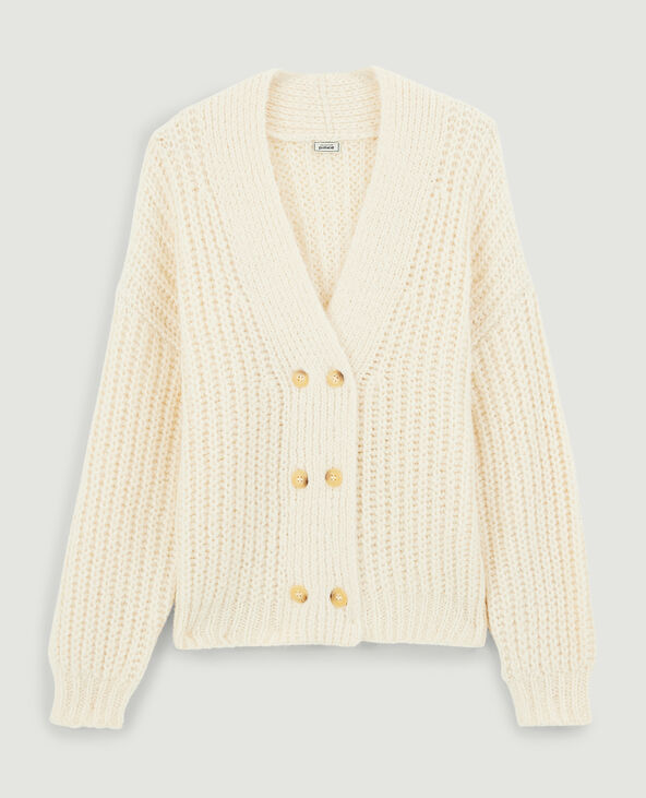 Gilet ecru grosse hot sale maille