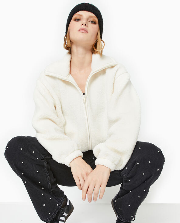 Veste zippée en sherpa écru - Pimkie