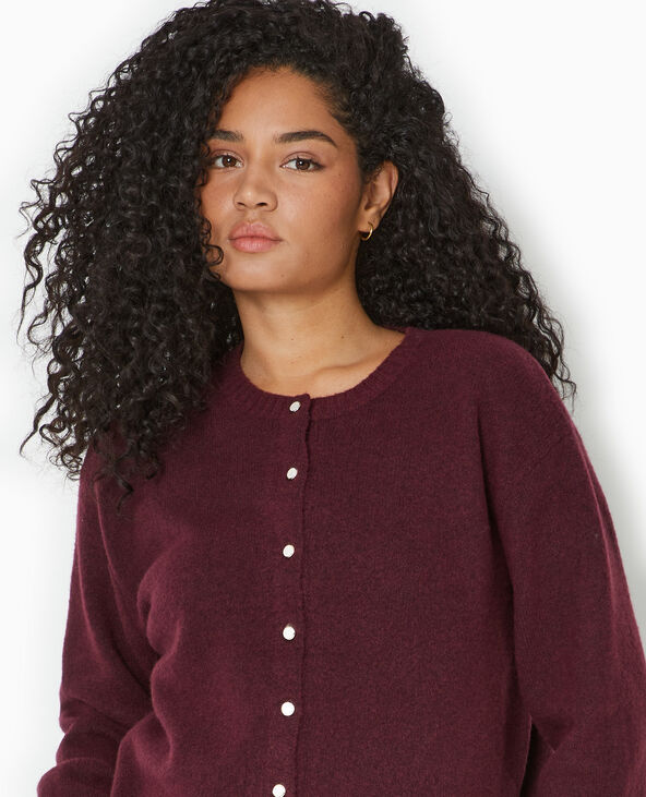 Gilet col rond avec boutons effet nacre violet - Pimkie