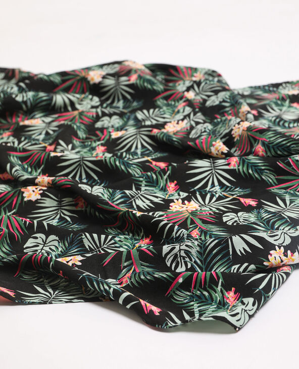 Foulard imprimé tropical noir - Pimkie