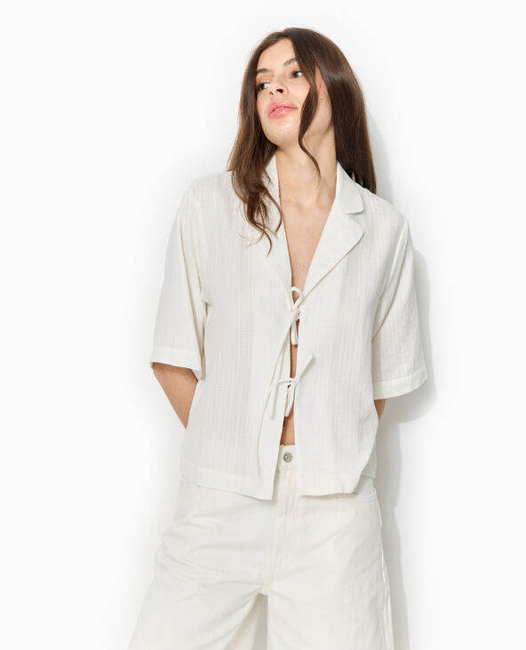 Chemise manches courtes avec liens à nouer blanc - Pimkie