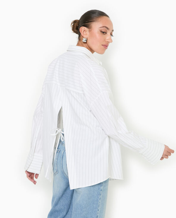 Chemise oversize rayée avec ouverture dos blanc - Pimkie