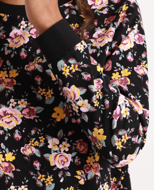 Sweat à fleurs noir - Pimkie