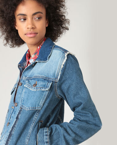 Veste en jean destroy bleu - Pimkie