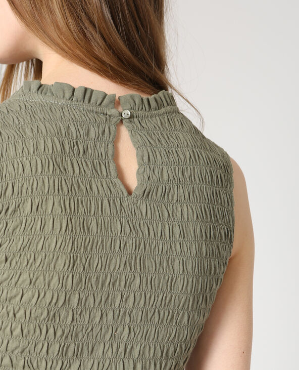 Crop top smocké vert de gris - Pimkie