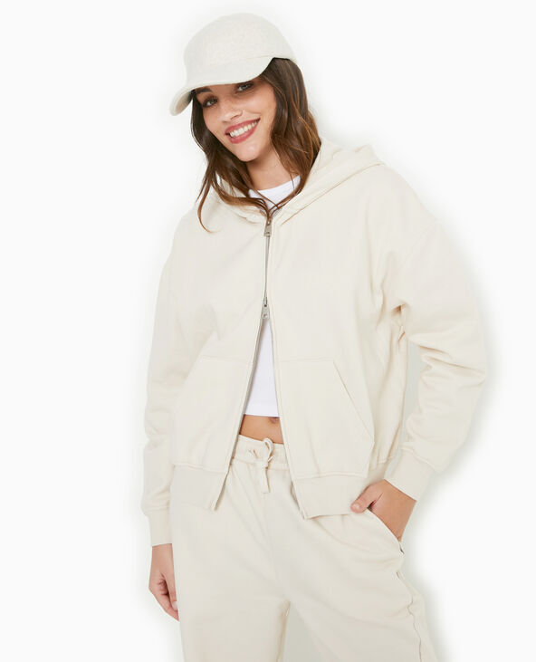 Sweat zippé avec capuche écru - Pimkie