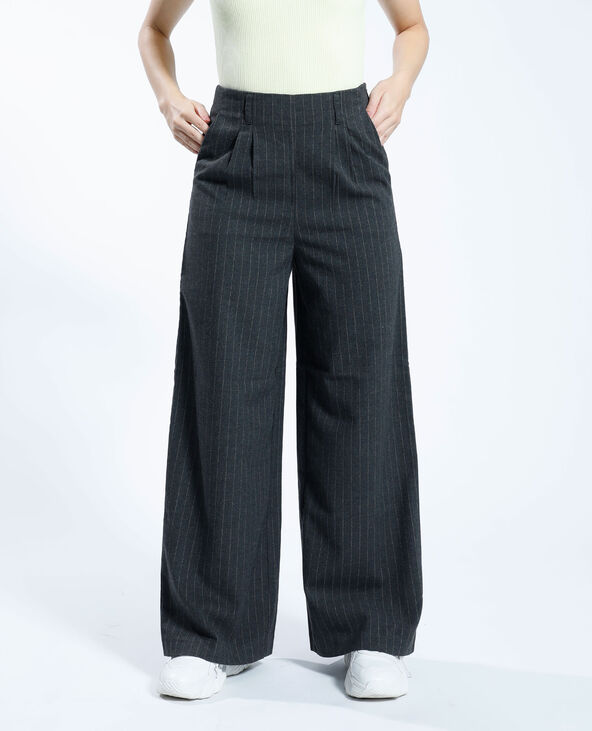 Pantalon sales gris rayé