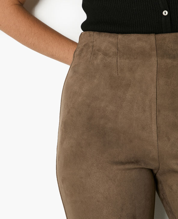 Pantalon flare en suédine marron - Pimkie