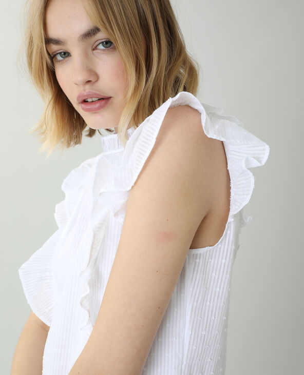 Blouse plumetis à volants blanc - Pimkie