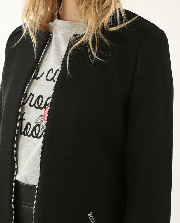 Manteau mi-long noir - Pimkie