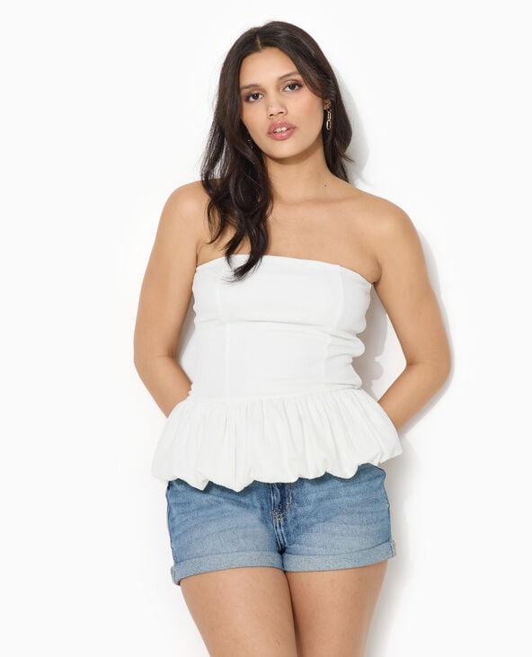 Top bustier avec empiècement balloon blanc - Pimkie