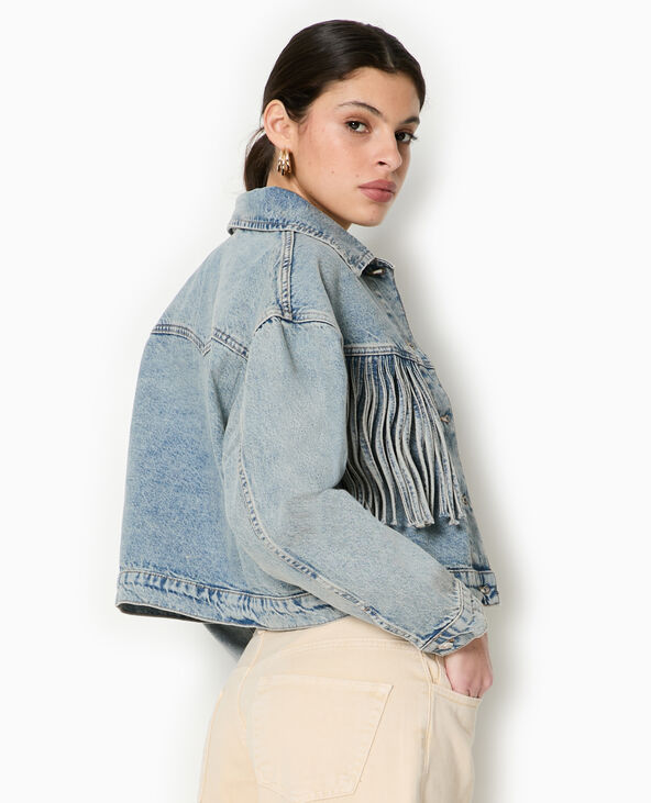 Veste en jean avec franges bleu - Pimkie