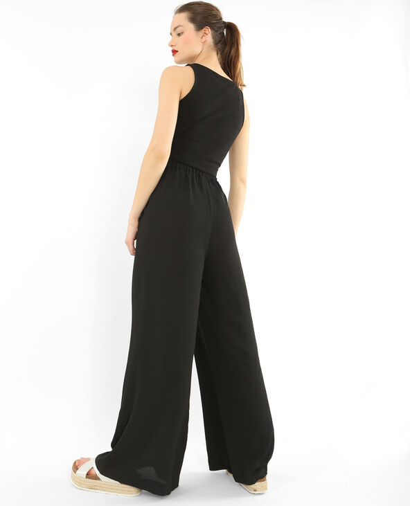 Pantalon large effet crêpe noir - Pimkie